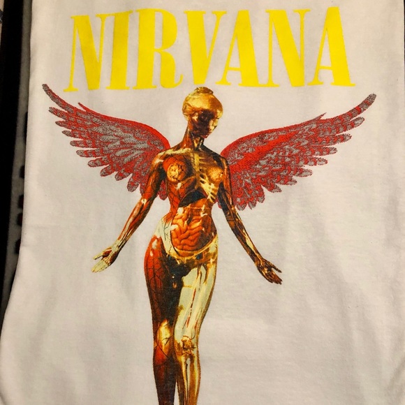 Maglietta Uomo Nirvana In Utero Bianca - T-Shirt Ufficiale Con Kurt Cobain - Vestibilit&agrave; Classica